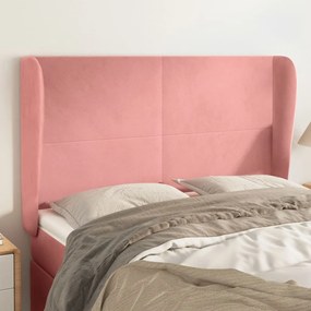 3117729 vidaXL Tăblie de pat cu aripioare, roz, 147x23x118/128 cm, catifea