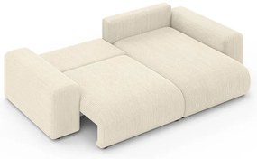 Colțar crem extensibil/cu spațiu de depozitare cu tapițerie din catifea reiată (cu colț variabil) Luma – Ropez