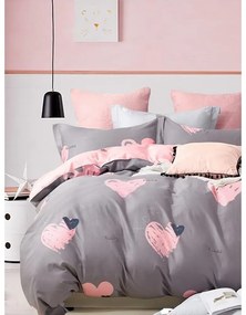 Lenjerie de pat roz/maro din bumbac ranforcé pentru pat dublu/extinsă cu cearceaf inclus/cu 4 piese 200x220 cm Beloved – Mila Home