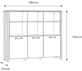 Etajera Bar Clif, Lemn Vintage Si Beton Optic Gri Inchis, 136.4 Cm