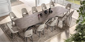 Set lemn masiv masă și scaune Hexagon - 400 × 120 × 75 cm, 8 scaune