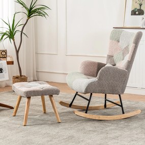 Scaun balansoar cu suport pentru picioare și pernă lombară, design ergonomic, Colorat