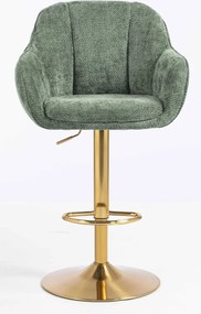 HR2055W Scaun Verde Salvie Grid Premium cu Bază Aurie