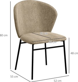 HOMCOM Scaun de masă, Design contemporan și elegant, Material textil cu efect de in, Oțel, 52 x 55 x 80 cm,  Maro deschis | Aosom Romania