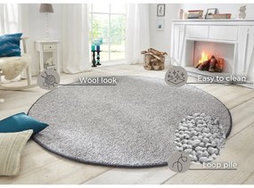 Covor gri rotund ø 200 cm Wolly – BT Carpet