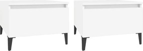 vidaXL Mese laterale, 2 buc., alb, 50x46x35 cm, lemn compozit