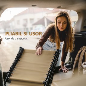 Outsunny Portable Sun Lounger, Folding Camping Bed 5-position Adjustable Grey | Aosom Romania