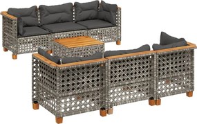 vidaXL Set canapele de grădină cu perne, 8 piese, gri, poliratan