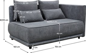 Canapea extensibilă, culoare gri, LIAMI