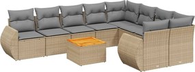 vidaXL Set canapele de grădină cu perne, 10 piese, bej, poliratan