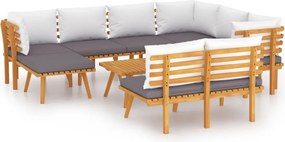 vidaXL Set mobilier de grădină cu perne, 9 piese, lemn masiv de acacia