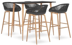 vidaXL Set mobilier de bar, 5 piese, negru și gri