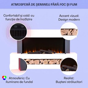 Klarstein Studio Light & Fire 3 Smart, Șemineu, 1000 / 2000 W, MDF, WiFi Control