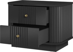 Noptieră Vesper 56 cm pe plintă - negru cu mânere aurii