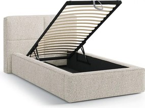 Pat bej tapițat cu spațiu de depozitare cu somieră 90x200 cm Darren – Micadoni