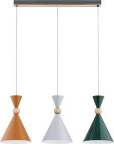 Lustră suspendată KANDY, 3xE27/15W/230V, multicoloră