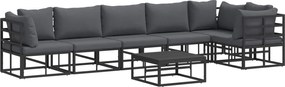 vidaXL Set de canapele pentru grădină cu pernă 7 pcs Negru Aluminiu