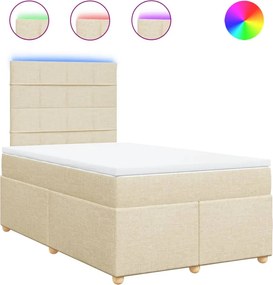 vidaXL Pat continental cu saltea, crem, 120x190 cm, textil