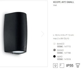 Aplica LED iluminat exterior design modern cu protectie IP55 KEOPE AP2 SMALL negru 147819
