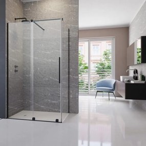 Cabina de dus dreptunghiulara usa culisanta Radaway Furo KDJ 120x100 profil negru mat stanga