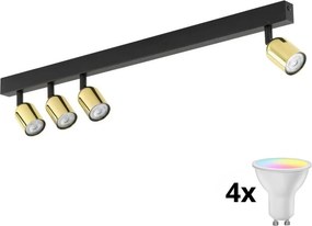 LED RGBW spot reglabil TOP 4xGU10/6,5W/230V 2700-6500K negru/auriu