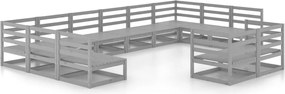 vidaXL Set mobilier de grădină, 12 piese, lemn masiv de pin
