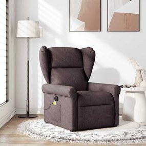 vidaXL Fotoliu de masaj rabatabil, maro închis, material textil