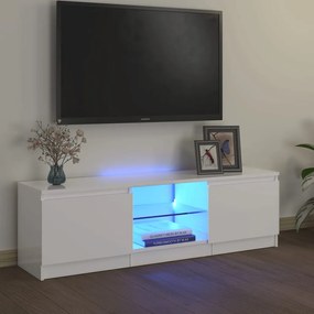 804289 vidaXL Comodă TV cu lumini LED, alb extralucios, 120x30x35,5 cm