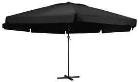 vidaXL Umbrelă de soare de grădină, stâlp din aluminiu, negru, 500 cm