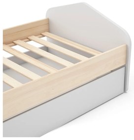 Pat pentru copii cu extensie alb/cu aspect de lemn de pin 90x200 cm Estefania – Marckeric