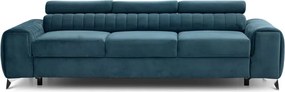 Canapea albastră extensibilă cu tapițerie din catifea 261 cm Laurence – ELTAP