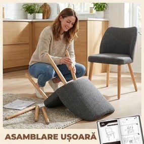 HOMCOM Set 2 Scaune Moderne cu Tapițerie din In, Șezut Confortabil, Spătar Curbat, Picioare din Lemn, Asamblare Ușoară pentru Bucătărie, Cameră, Living. | Aosom Romania