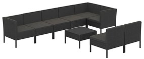 3094397 vidaXL Set mobilier de grădină cu perne, 9 piese, negru, poliratan
