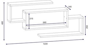 Etajeră de perete JANISON 48x103 cm albă