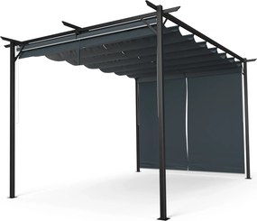 Blumfeldt Pantheon Robust Pergola, 3x4 m Oțel vopsit în câmp electrostatic, rezistent la intemperii, cu rulouri laterale.