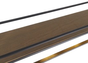 Lampă suspendată industrială neagră cu raft din lemn 4 lumini - Cage Rack