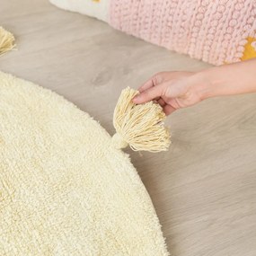 Covor pentru copii galben lavabil/țesut manual din bumbac ø100 cm You're My Sunshine – Lorena Canals