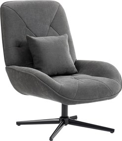 HOMCOM Scaun de accent rotativ, fotoliu tapițat din chenille cu pernă lombară, spătar înalt, șezut adânc, gri închis | Aosom Romania