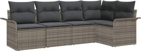 vidaXL Set de canapele pentru grădină 5 pcs Gri poliratan