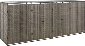 vidaXL Magazie de pubele cvadruplă, gri, 274x80x117 cm, poliratan