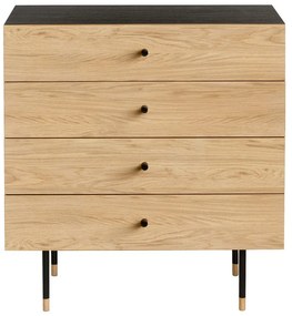 Comodă neagră/în culoare naturală înaltă cu aspect de lemn de stejar 80x87 cm Jugend – Woodman