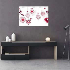 Tablou cu inimiore pictate (90x60 cm)