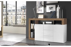 Comodă LENOR alb/stejar