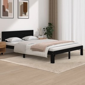 810499 vidaXL Cadru de pat, negru, 140x200 cm, lemn masiv de pin