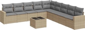 vidaXL Set canapele de grădină cu perne, 10 piese, bej, poliratan