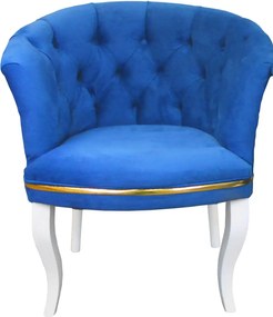 Set fotoliu Milano, albastru, picioare albe, Homs