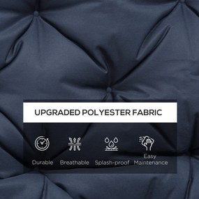 Perna Outsunny pentru grădină în Stil Modern Capitonat pentru Scaune Exterioare cu 6 Șireturi, Pernă din Bumbac și Poliester, 150x98x8 cm, Albastru Închis | Aosom Romania