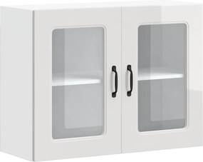 vidaXL Dulap bucătărie cu ușă sticlă Kalmar lemn prelucrat alb lucios