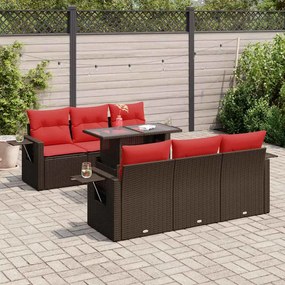 vidaXL Set canapele grădină cu perne 7 piese maro poliratan/lemn acacia