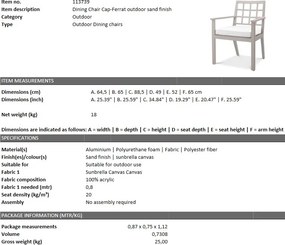 Scaun de interior/ exterior elegant design LUX Cap-Ferrat, sand 113739 HZ